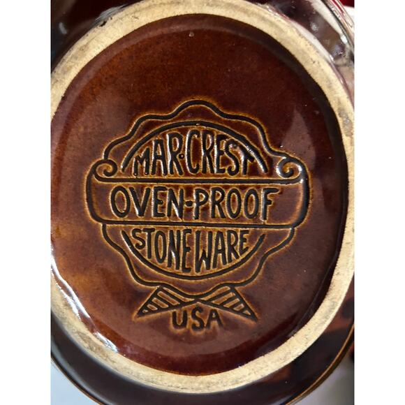 Marcrest Daisy Dot Divided Serving Dish Brown Bowl Oven-Proof Vintage Stonewar - Picture 3 of 6